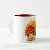 Waterverf Herfst Hondenontwerp - Corgi Tweekleurige Koffiemok (Voorkant links)