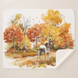 Waterverf Herfst Hondenontwerp- Duitse aanwijzer Sherpa Deken