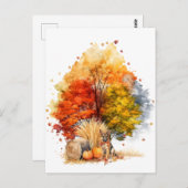 Waterverf Herfst Hondenontwerp- German Shepherd Briefkaart (Voorkant / Achterkant)