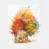 Waterverf Herfst Hondenontwerp- German Shepherd Fleece Deken (Voorkant)