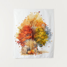 Waterverf Herfst Hondenontwerp- German Shepherd Wandkleed