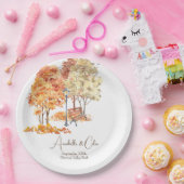 Waterverf Herfst Huwelijk in het Park Papieren Bordje (Feest)