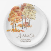 Waterverf Herfst Huwelijk in het Park Papieren Bordje (Voorkant)