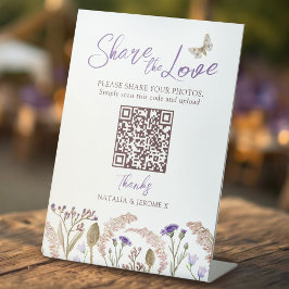 Waterverf herfst huwelijks QR-code wilde bloem gra Reclamebord Met Voetstuk
