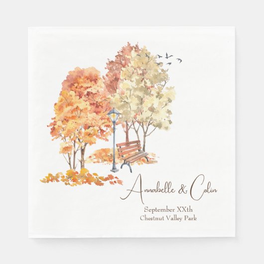 Waterverf herfst in het parkhuwelijk servet (Voorkant)