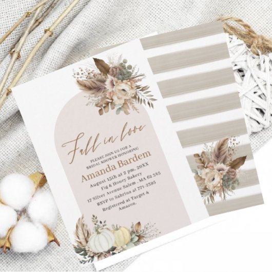 Waterverf Herfst in liefde Beige Flower Pumpkin br Kaart