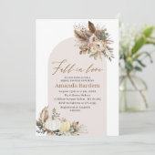 Waterverf Herfst in liefde Beige Flower Pumpkin br Kaart (Staand voorkant)