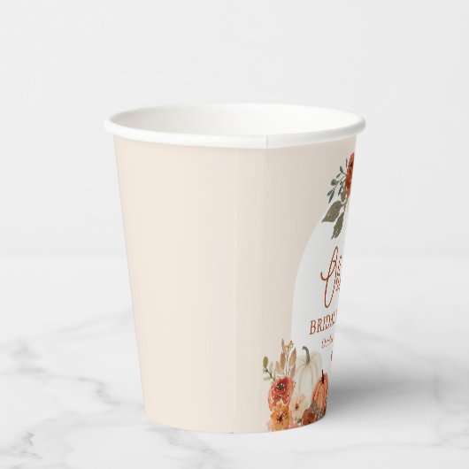 Waterverf Herfst in Love Pumpkin Vrijgezellenfeest Papieren Bekers (Rechts)