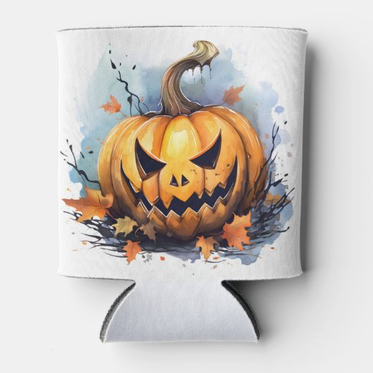 Waterverf Herfst Jack-o-lantaarn Blikjeskoeler (Voorkant)