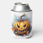 Waterverf Herfst Jack-o-lantaarn Blikjeskoeler (Blikje Achterkant)