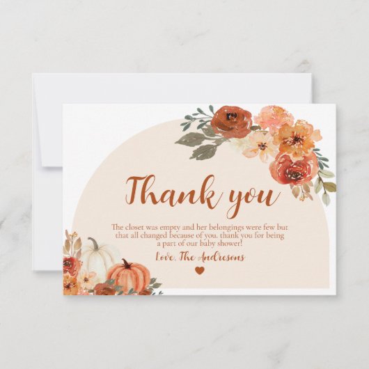 Waterverf Herfst Kleine Pompoen Herfst Baby shower Kaart (Voorkant)