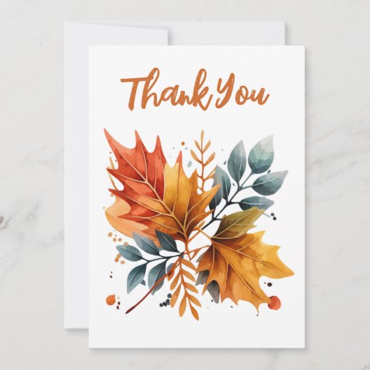 Waterverf Herfst Kleur Bladeren Bedankkaart (Voorkant)