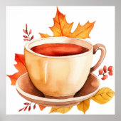 Waterverf Herfst Koffie Poster (Voorkant)