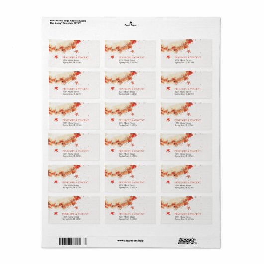 Waterverf Herfst krans bruiloft Etiket (Full Sheet)