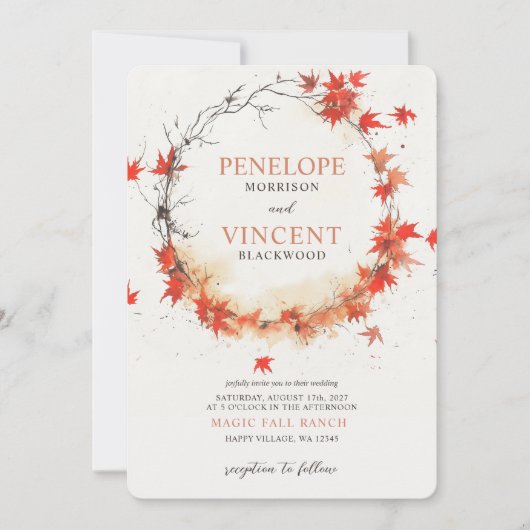 Waterverf Herfst krans Kaart (Voorkant)