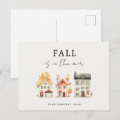 Waterverf herfst laat huis realiteit promotioneel briefkaart (Voorkant / Achterkant)