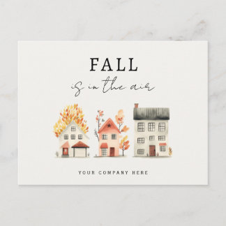 Waterverf herfst laat huis realiteit promotioneel briefkaart