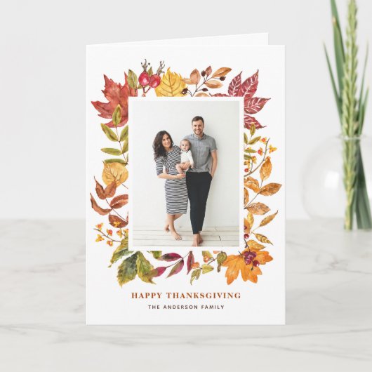 Waterverf herfst laat Lijst blij Thanksgiving Feestdagen Kaart (Voorkant)