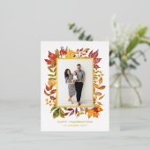 Waterverf herfst laat Lijst blij Thanksgiving Folie Feestdagen Briefkaart (Staand Voorkant)