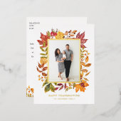 Waterverf herfst laat Lijst blij Thanksgiving Folie Feestdagen Briefkaart (Voorkant / Achterkant)