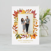 Waterverf herfst laat Lijst blij Thanksgiving Folie Feestdagenkaart (Staand Voorkant)