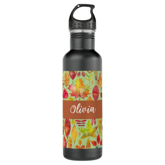 Waterverf herfst laat persoonlijke waterfles  (Voorkant)
