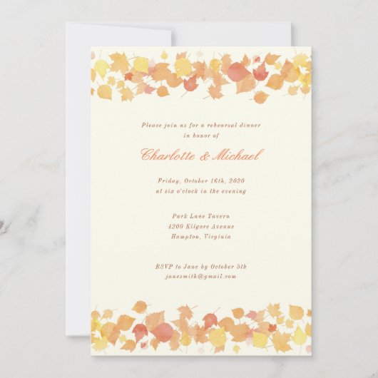 Waterverf herfst laat repetitie uitnodigen kaart (Voorkant)