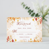 Waterverf herfst laat rustieke bruiloft RSVP kaartje (Staand voorkant)