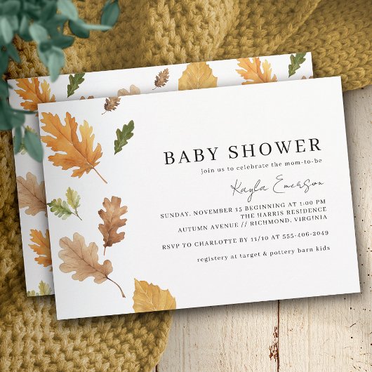 Waterverf Herfst Leaf | Rustiek Herfst Baby shower Kaart
