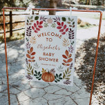 Waterverf herfst Leaves & Pumpkin Welkomstbord Poster<br><div class="desc">waterverf herfstbladeren en pompoenen baby shower welkomstbord</div>