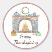 Waterverf herfst lekkernijen pompoenkruid, taart ronde sticker (Voorkant)