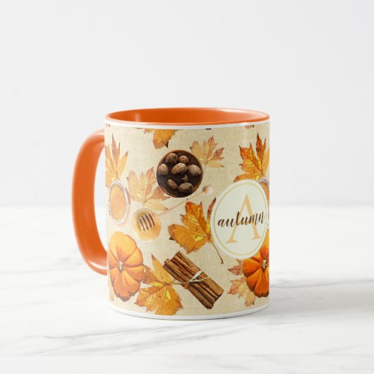 Waterverf herfst Magische  Scents Monogram Mok (Voorkant links)