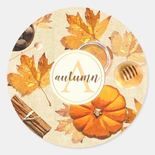 Waterverf herfst Magische Scents Monogram Ronde Sticker (Voorkant)