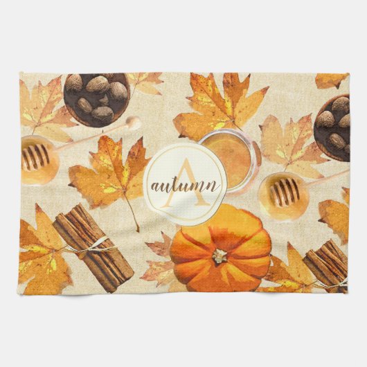 Waterverf herfst Magische  Scents Monogram Theedoek (Horizontaal)