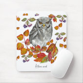 Waterverf herfst mooie uil en blad canvas pr muismat (Met muis)