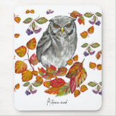 Waterverf herfst mooie uil en blad canvas pr muismat (Voorkant)