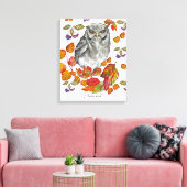 Waterverf herfst mooie uil en bladeren canvas afdruk (Insitu (Woonkamer))