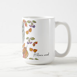 Waterverf herfst mooie uil en bladeren koffiemok