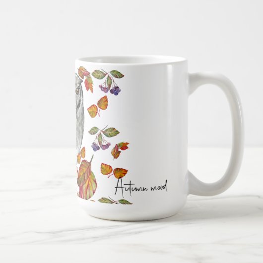 Waterverf herfst mooie uil en bladeren koffiemok (Rechts)
