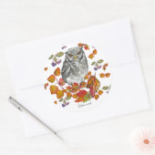 Waterverf herfst mooie uil en bladeren ronde sticker (Envelop)