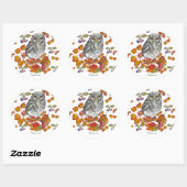 Waterverf herfst mooie uil en bladeren ronde sticker (Vel)