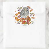 Waterverf herfst mooie uil en bladeren ronde sticker (Tas)