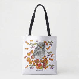 Waterverf herfst mooie uil en bladeren tote bag