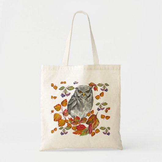 Waterverf herfst mooie uil en bladeren tote bag (Voorkant)