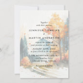 Waterverf Herfst Mountain Forest Wedding Kaart (Voorkant)