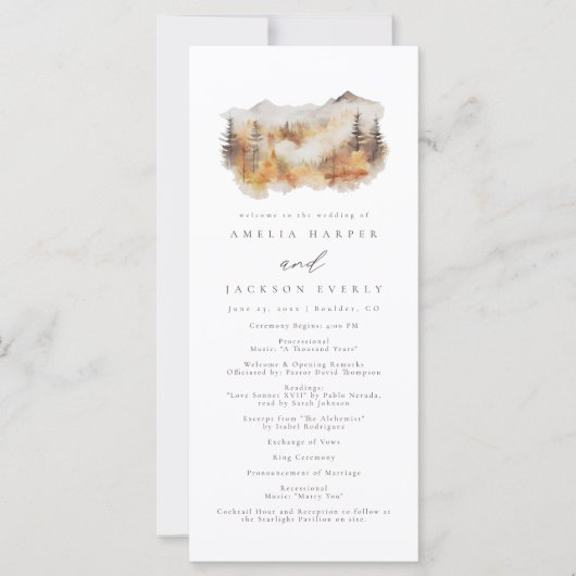 Waterverf Herfst Mountain Order of Events Programm (Voorkant)