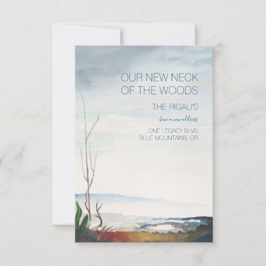 Waterverf Herfst Mountains Moving Announement RSVP Kaartje (Voorkant)