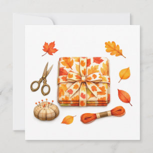 Waterverf herfst naaistof en accessoires kaart