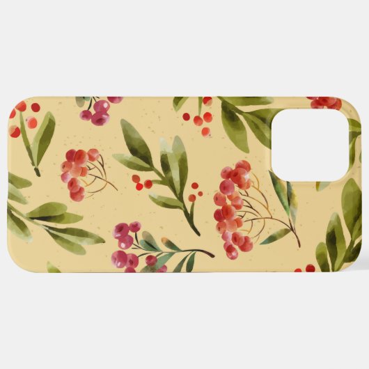 Waterverf Herfst Natuur Cranberry Pattern iPhone Hoesje (Achterkant horizontaal)