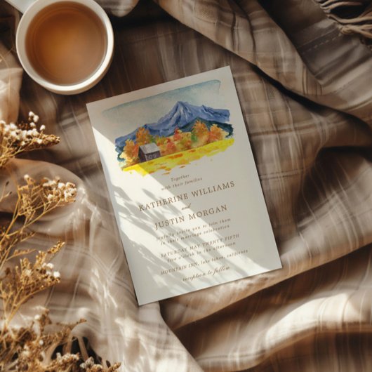 Waterverf herfst Natuur geïnspireerd bruiloft Kaart